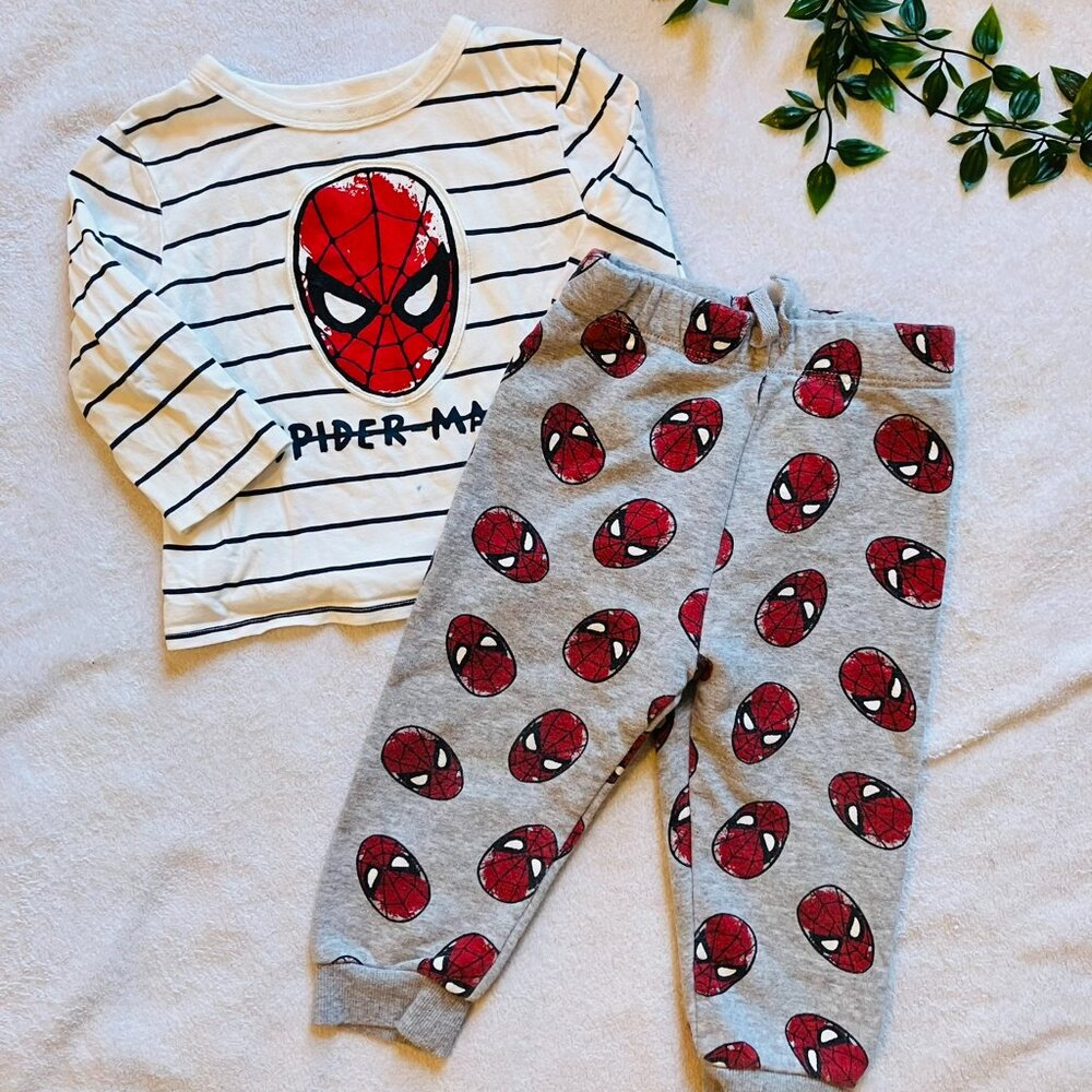 18M Marvel Spider-Man Outfit Set Long Sleeve Shirt Joggers Toddler GUC
